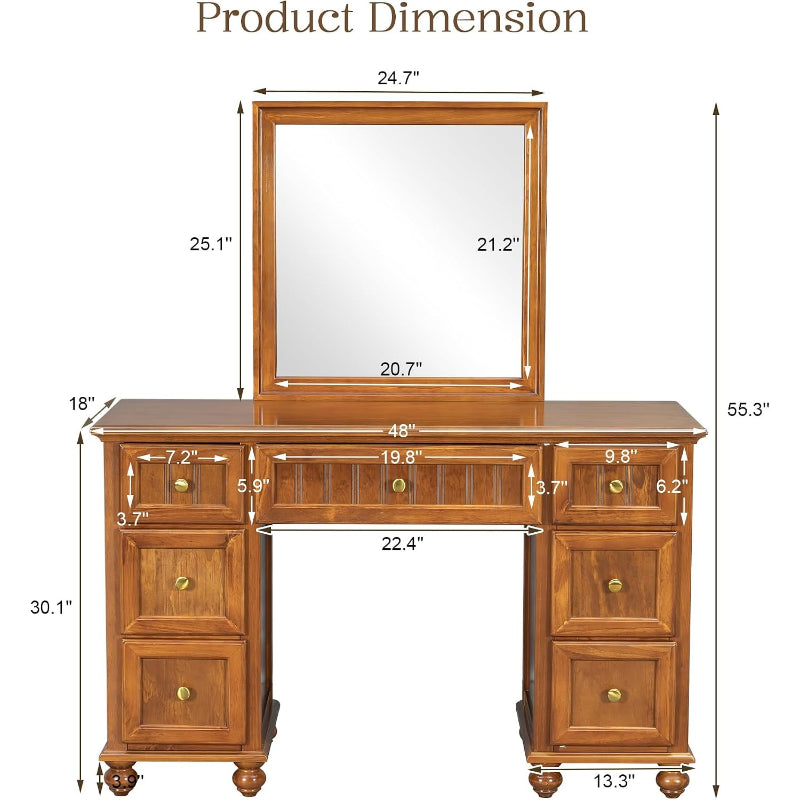 48" Farmhouse Vanity Desk with Mirror
