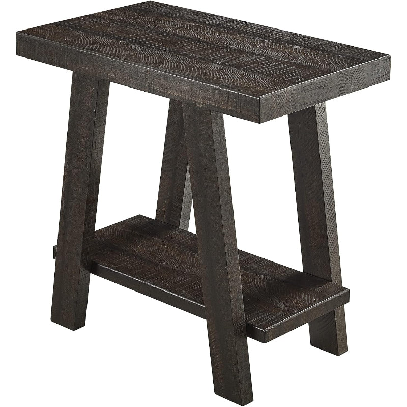 Weathered Espresso Wood Shelf Side Table