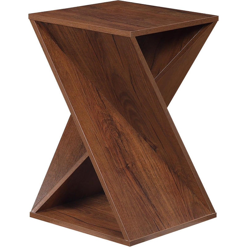 Living Walnut Twisted Wood Accent Side Table