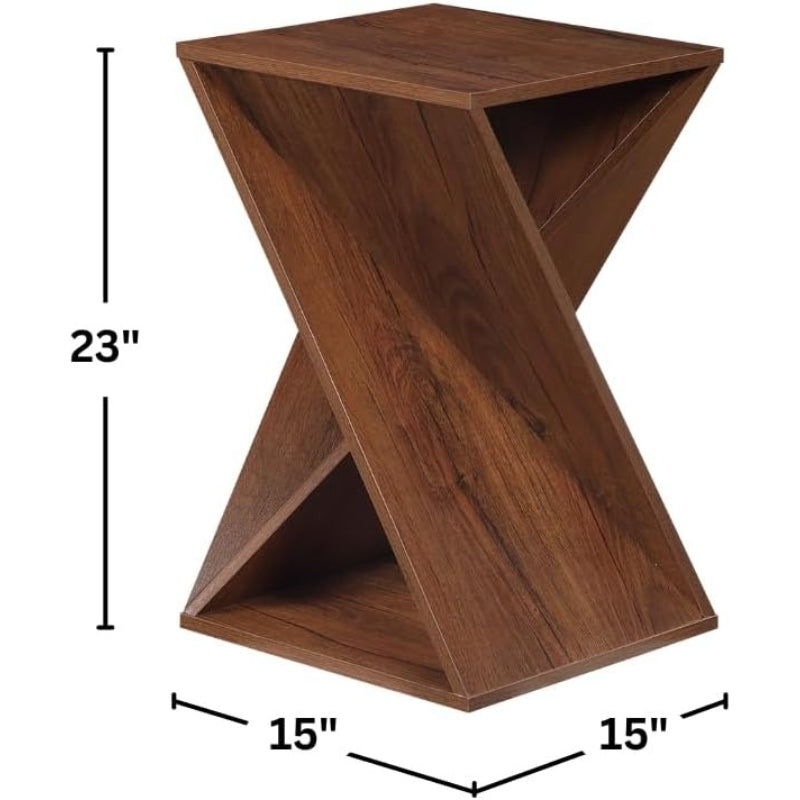 Living Walnut Twisted Wood Accent Side Table