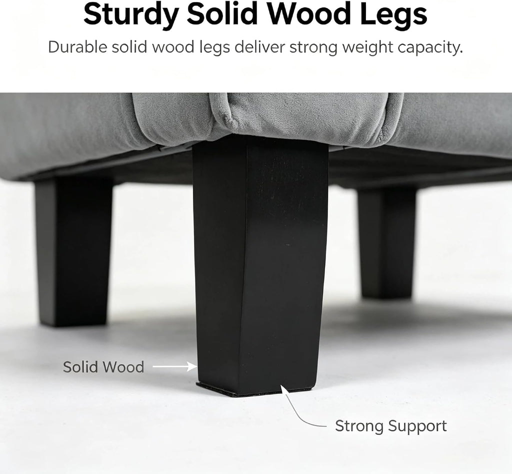 Grey Velvet 51‑Inch Storage Bench with Rolled Arms