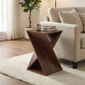 Living Walnut Twisted Wood Accent Side Table