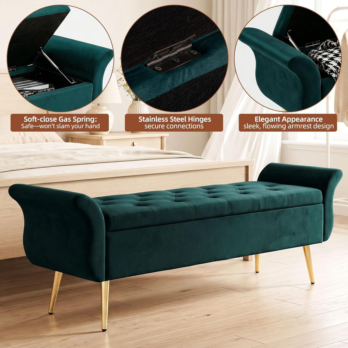 63‑Inch Upholstered End‑of‑Bed Storage Bench
