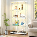 White 4‑Tier Glass Display Cabinet, Double‑Door