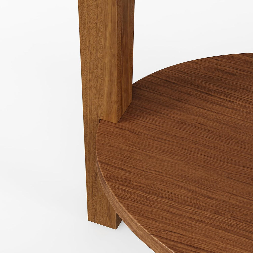 Walnut Solid Wood Oval End Table with 2‑Tier Shelf