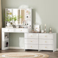 White Vanity Desk with Mirror & 8 Drawers