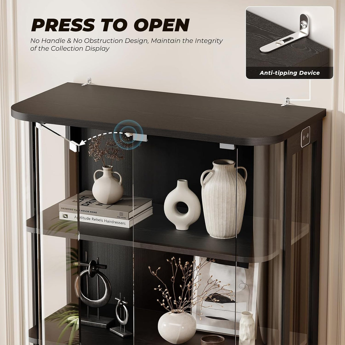 3‑Tier Rounded Display Cabinet with Sensor Lights