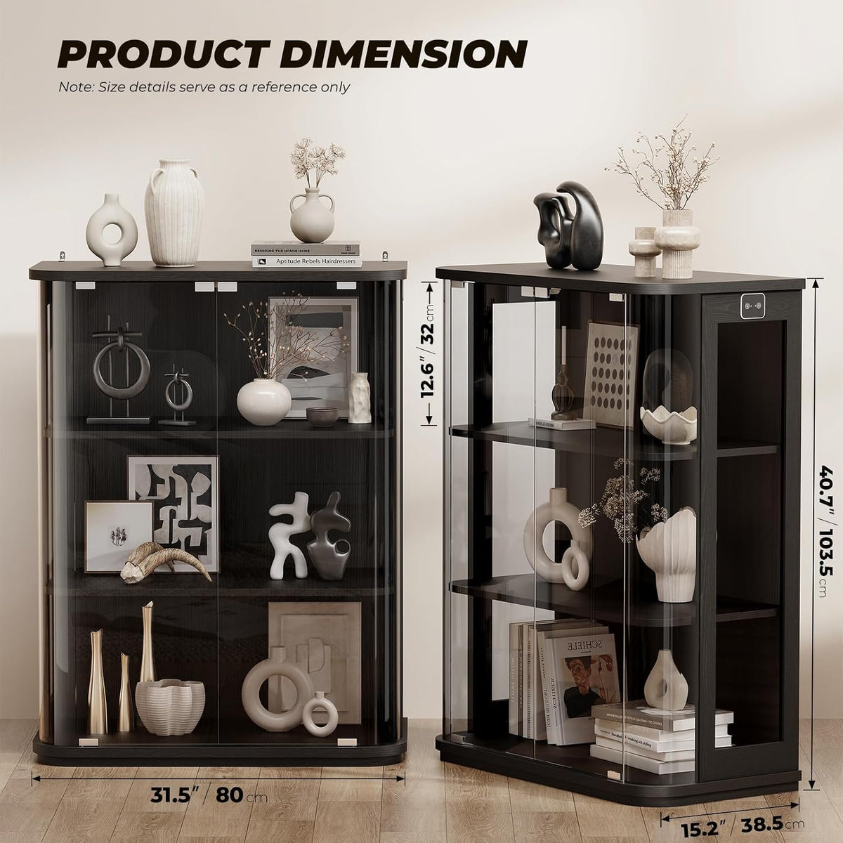 3‑Tier Rounded Display Cabinet with Sensor Lights