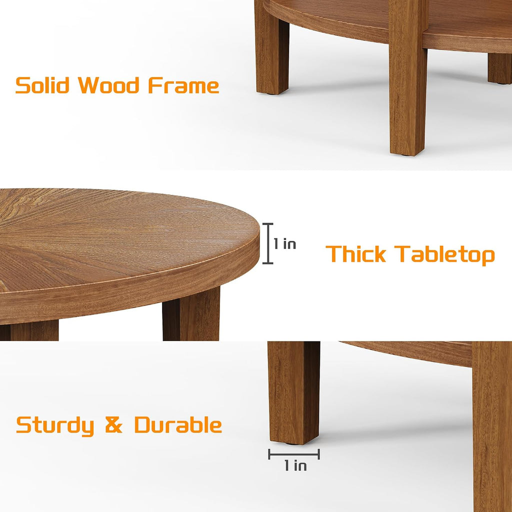 Walnut Solid Wood Oval End Table with 2‑Tier Shelf