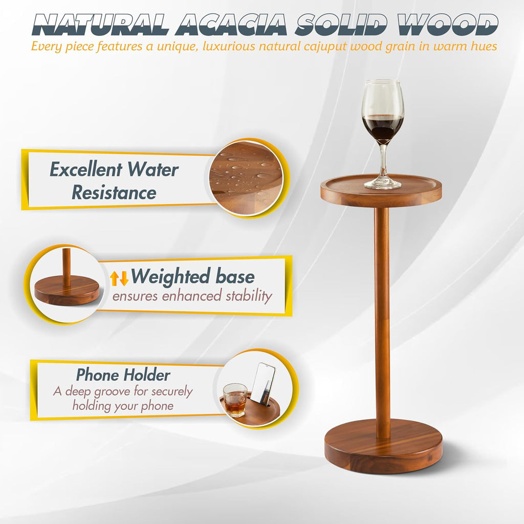 Set of 2 Acacia Drink Tables