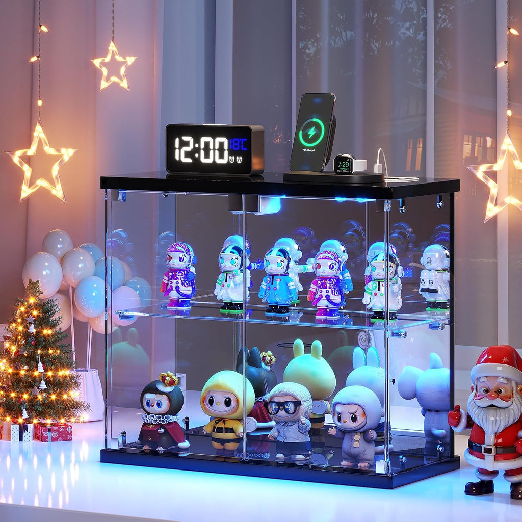 2‑Tier Glass Display Case with LED Lights