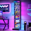 Black 6‑Tier Glass Display Cabinet with RGB Lights