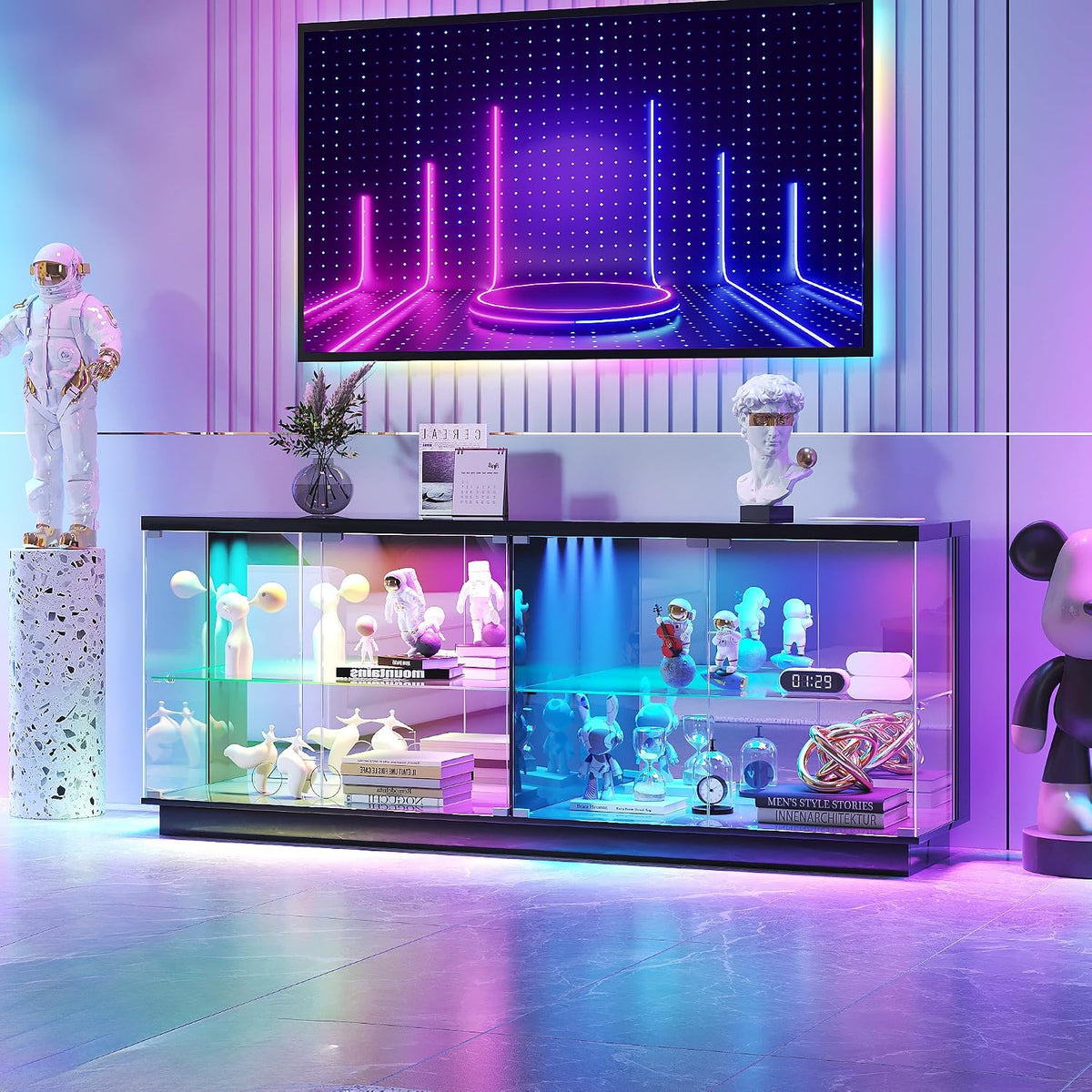 71" Glass TV Cabinet with Power Strip
