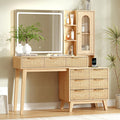 Top Vanity Desk with LED Mirror & 9 Drawers