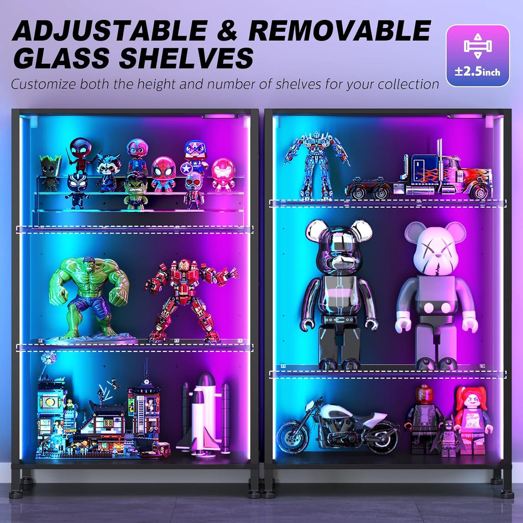 Black 3‑Tier Display Cabinet with RGB Light