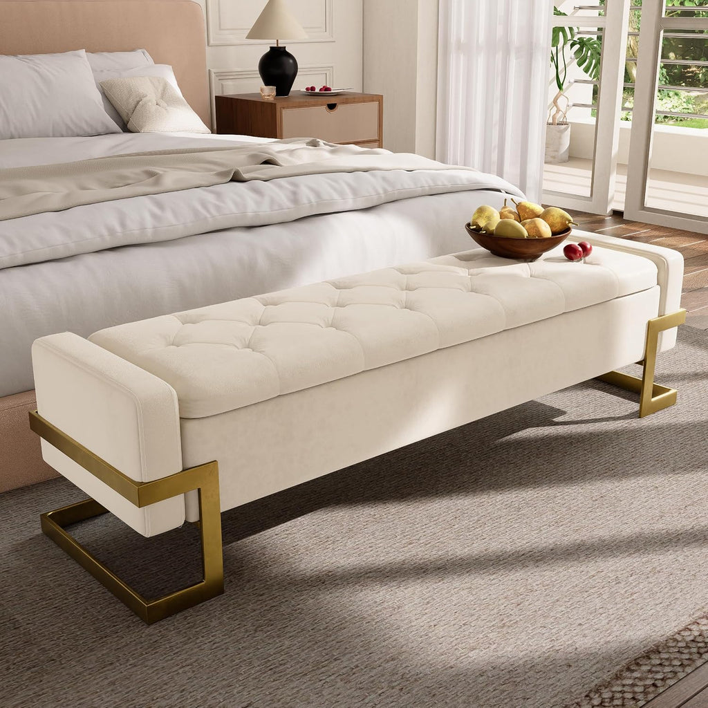 65‑Inch Velvet Bedroom Storage Bench