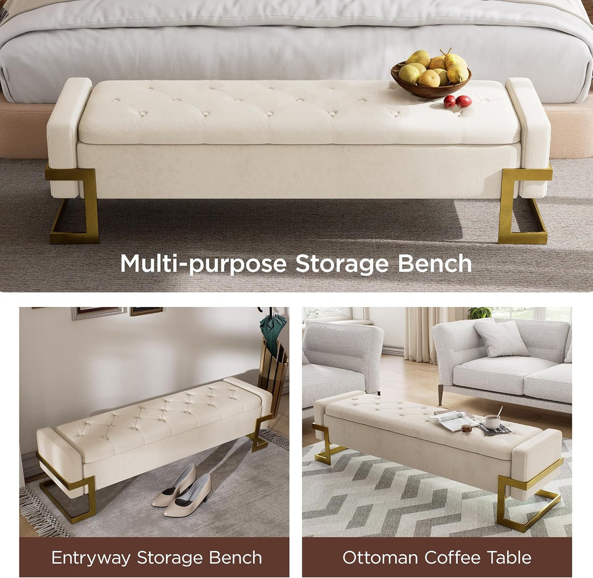 65‑Inch Velvet Bedroom Storage Bench