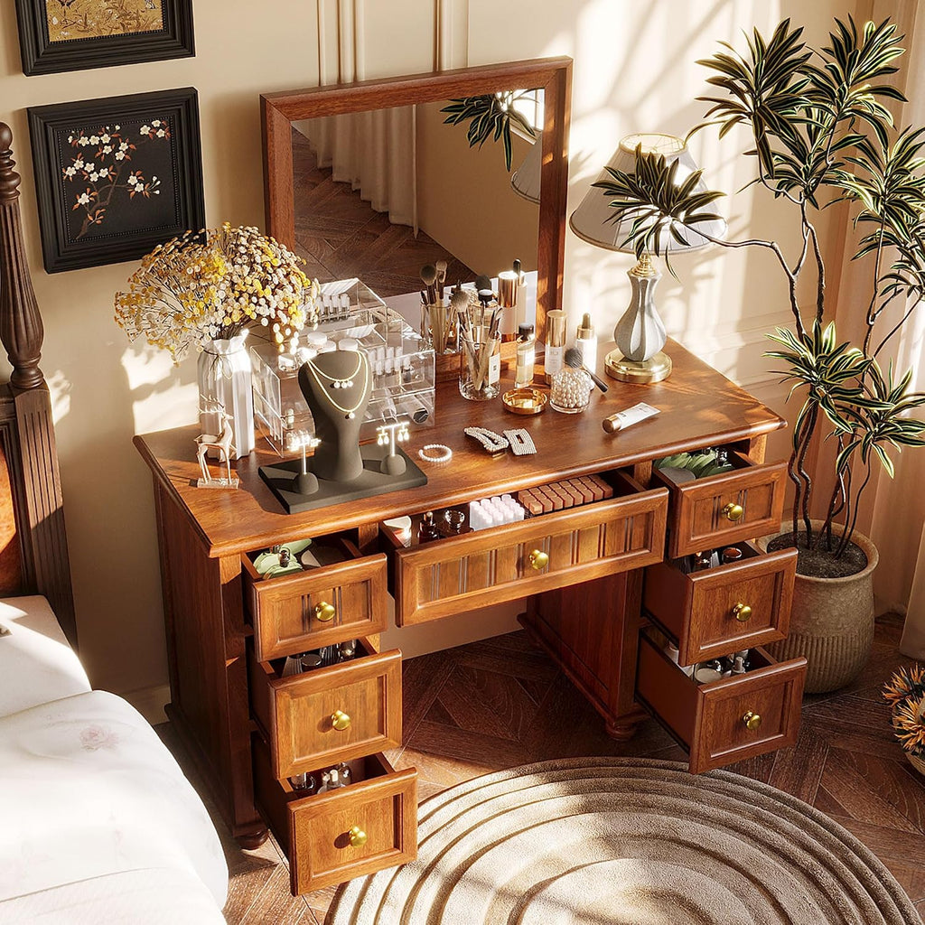 48" Farmhouse Vanity Desk with Mirror