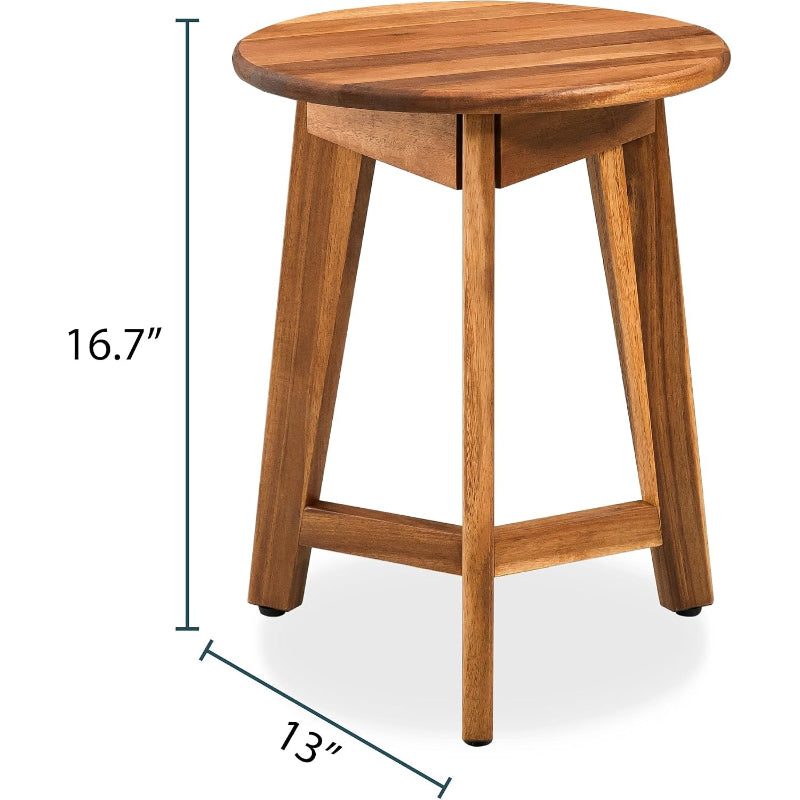 Natural Acacia Wood Round Side Table