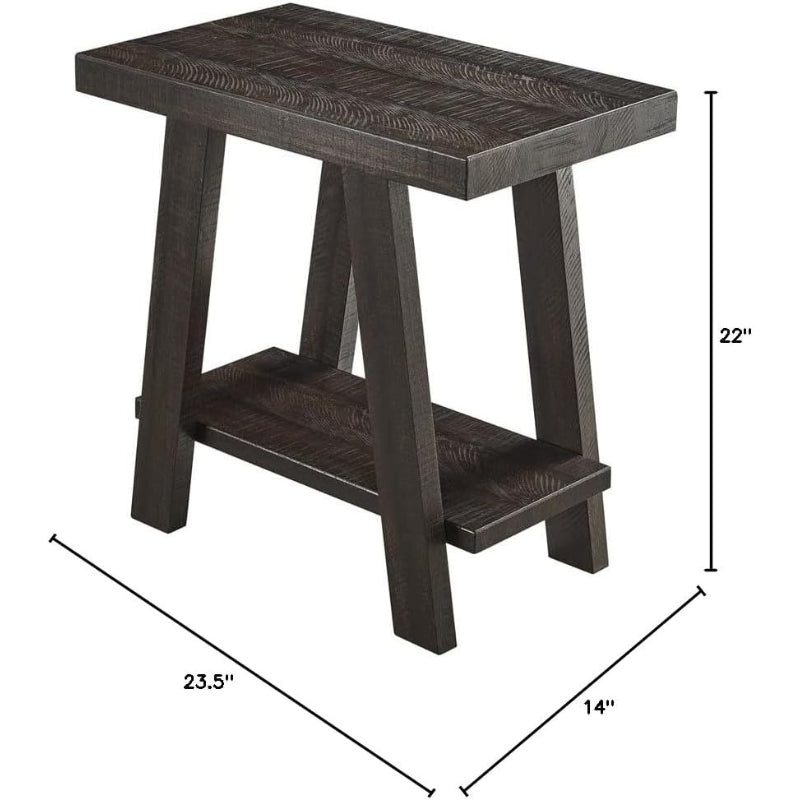 Weathered Espresso Wood Shelf Side Table