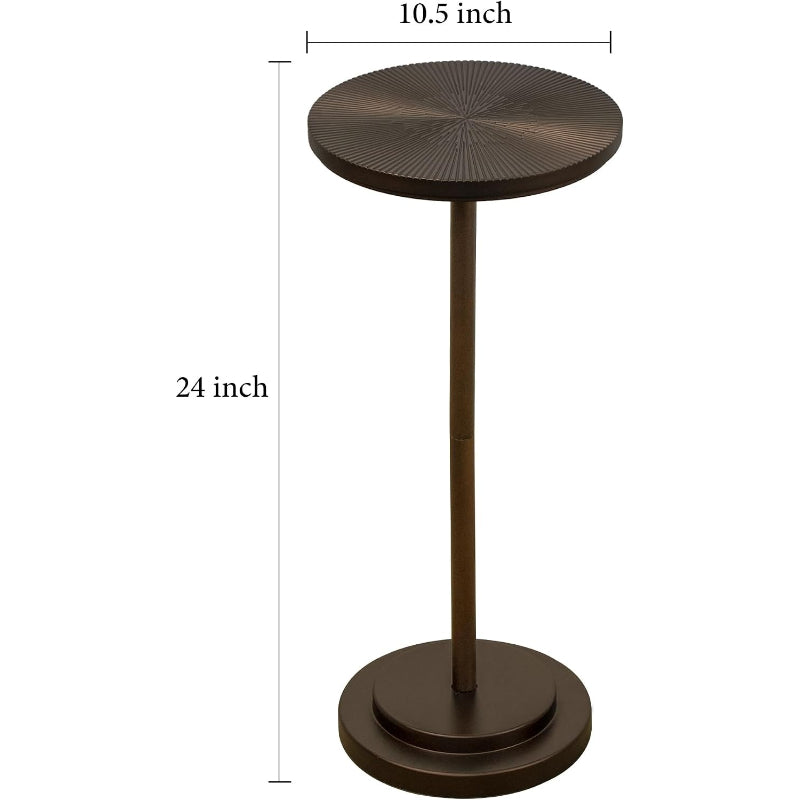 Brown Carved‑Top Pedestal Drink Table