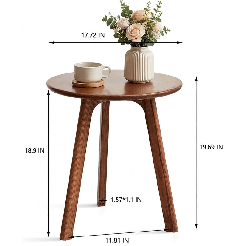 Walnut Round 3‑Leg Small Accent Side Table