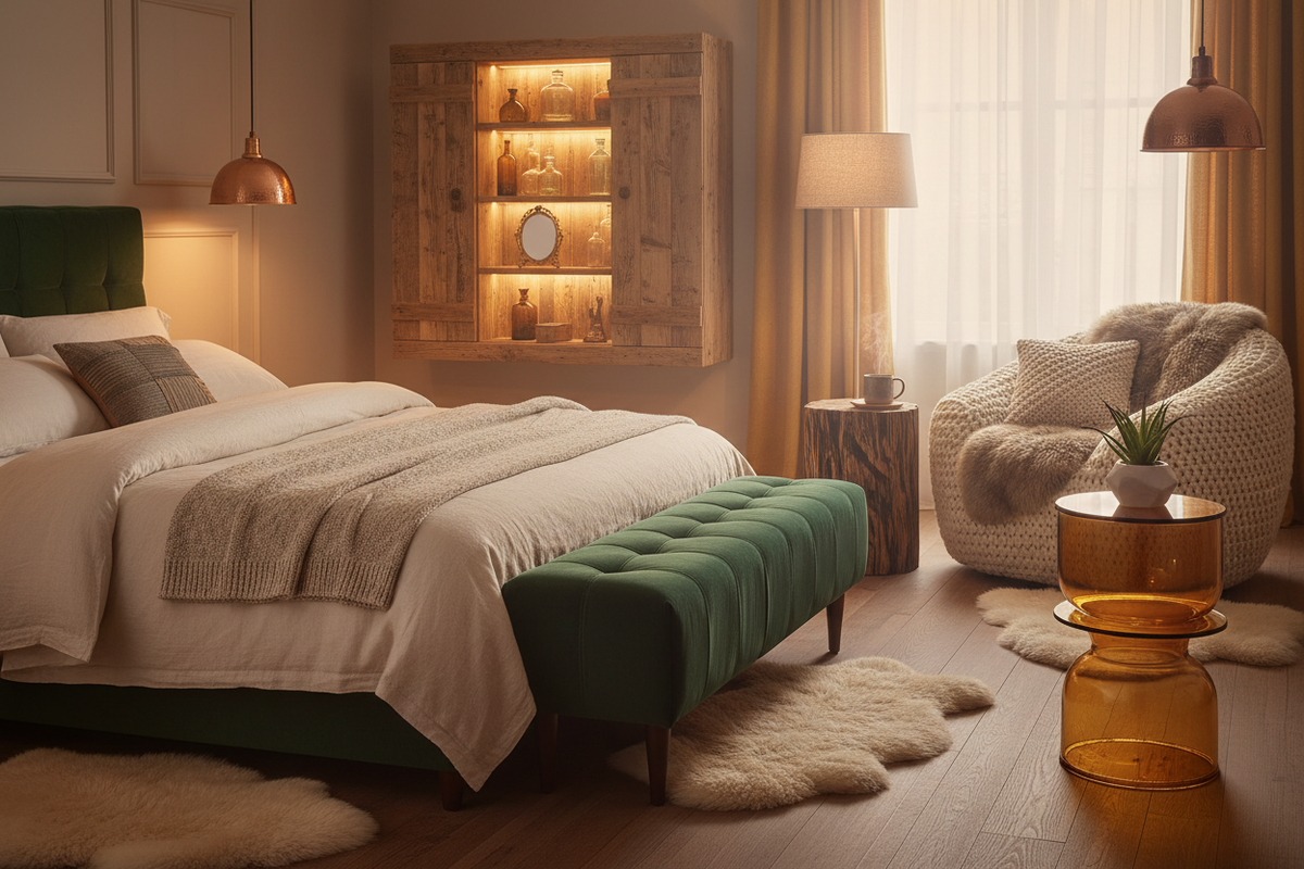 Warm Cozy Combined Interior Scene